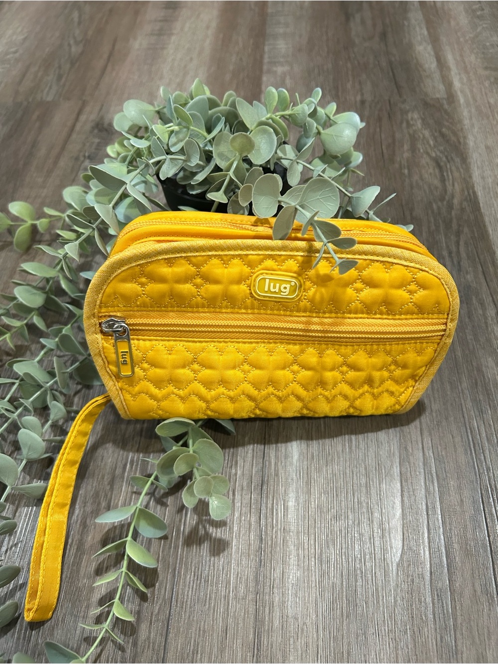 Lug Bright Yellow Quilted Flipper wristlet Travel Jewelry Case